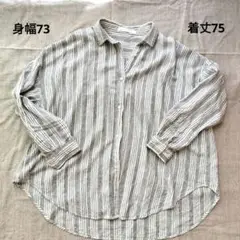 AMERICANHORIC　オーバーサイズシャツ　リネン混　ストライプ　長袖