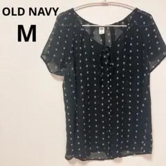 ✨トレンド✨ 【M】 オールドネイビー シアー 花柄 ブラウス 半袖 黒のサムネイル