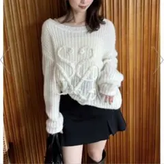 SNIDEL スナイデル ロゴローゲージニットプルオーバー
