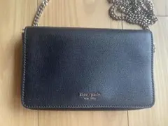 kate spade 黒 レザー ショルダーバッグ