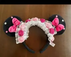 ディズニーミニー薔薇ローズ ピンク リボンカチューシャ