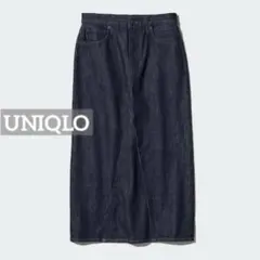 k0459 UNIQLO デニムパネルロングスカート ネイビー