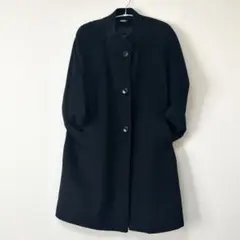 カシミヤ100% ノーカラーコート 黒 L 冠婚葬祭 上品 セレモニー
