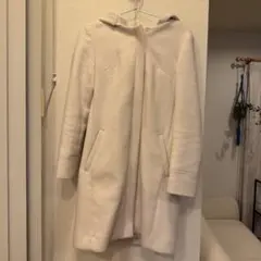 Khaju シップス 2way フードコート ノーカラー ウール 36 白