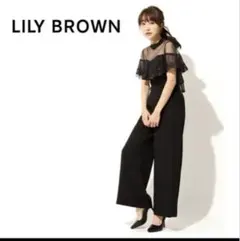 Lily Brown チュール刺繍ロンパース オールインワン ブラック 結婚式