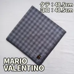 マリオヴァレンティーノ ハンカチ チェック 灰黒 綿 ロゴ 紳士【イ767】のサムネイル