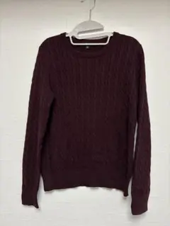 UNIQLO バーガンディ ケーブルニット M