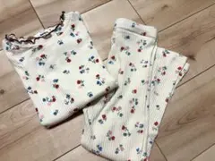 ペアマノン 花柄半袖リブシャツ＆リブレギンス