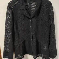 ミゼール透かし編み 綿混 ボタン付きジャケットのサムネイル