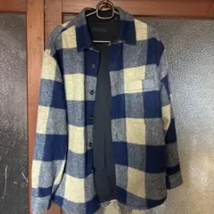 ネイビー・ベージュ チェックネルシャツ Mサイズ