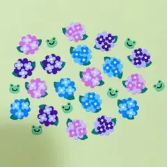 お花 クラフトパンチ あじさい、かえる【アルバム素材、パーツ