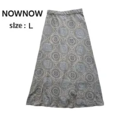 NOW NOW ロングスカート エキゾチック柄 Lサイズ 大きめサイズ