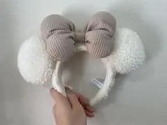 ミニーちゃんカチューシャ ベージュリボン