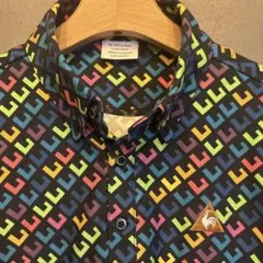 lecoq sportifルコックスポーツ　カラフル幾何学模様ゴルフポロシャツL