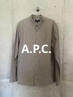 A.P.C. ベージュチェックシャツ　Lサイズのサムネイル