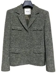 美品　英国製生地　マドモアゼルノンノン　ツイードジャケット　カーキ　サイズM