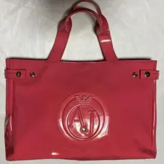 ARMANI JEANS アルマーニジーンズ トートバッグ エナメル ピンク
