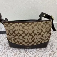 COACH コーチ シグネチャー ショルダーバッグ キャンバス レザー ブラウンのサムネイル