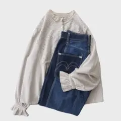 SamansaMos2◇インド綿のカット刺繍ブラウス♡フォロ割-¥200