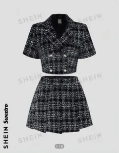 SHEIN ツイード風 ダブルブレスト セットアップ