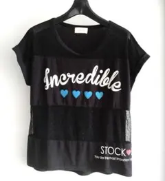 レピピアルマリオ　フレンチ袖　黒Tシャツ　メッシュドット柄 レディースMのサムネイル