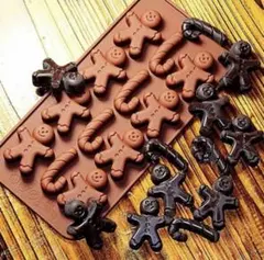 シリコンモールド クッキーマン 杖 型 チョコレート クリスマス 製菓 グミ 2のサムネイル