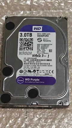 ★中古品★WD Purple 3TB HDD WD30PURX 動作確認済