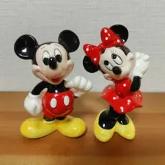 ◆ディズニー◆ミッキー＆ミニー◆陶器置き物◆２点セット◆レトロ