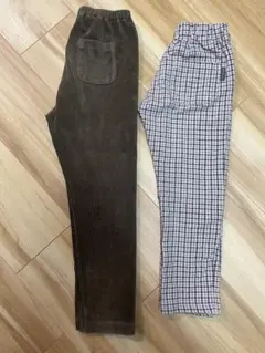 コーデュロイとチェック柄ボトムス2点セット 120