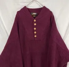 80s エディーバウアー eddie bauer ヘンリーネック リブ ニット