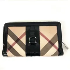 極美品✨バーバリー コンチネンタルウォレット黒 黄長財布ノバチェック 