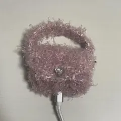 AirPodsケース ハンドメイド 編み物 イヤホンケース ミニポーチ ピンク