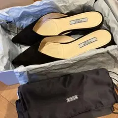 PRADA ブラックスエード ミュール