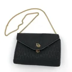 クリスチャンディオール Dior ハニカム柄 チェーンショルダーバッグ 黒