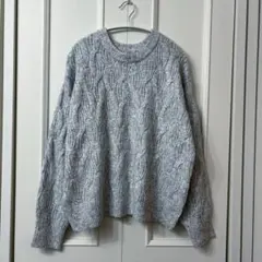 【hareiro】グレー ケーブルニット 長袖セーター