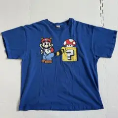 Y2K スーパーマリオ Tシャツ 青 XL 任天堂 NINTENDO