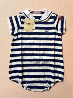 【新品】ミキハウスホットビスケッツ セーラー襟ロンパース　半袖　80