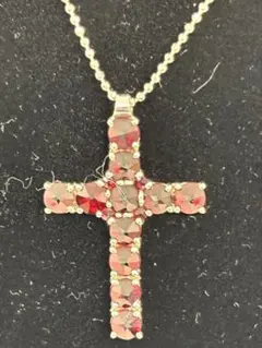 ガーネットシルバークロスペンダントネックレス 925 レディースオシャレ上品