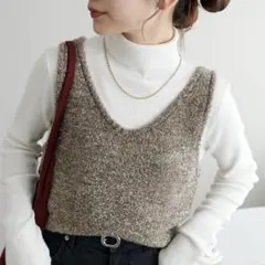 DISCOAT ラメフェザーヤーンキャミ　ブラウン