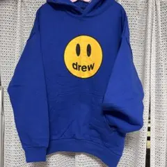drew house スマイリーフェイス パーカー 青　Sサイズ