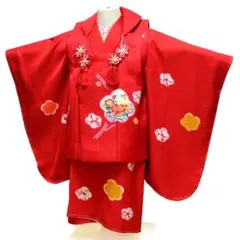 １点のみ 在庫処分価格　七五三 正絹 着物 3歳 女の子 正絹被布セット 赤