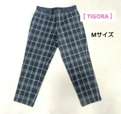 【TIGORA】メンズ 　ゴルフパンツ グレー系チェック柄 【美品】伸びる生地