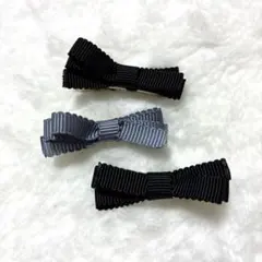《美品》ヘアアクセサリー 黒・水色リボンクリップセット