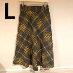 ロングスカート スカート ロング丈 マキシ丈 チェック 秋冬 ウール