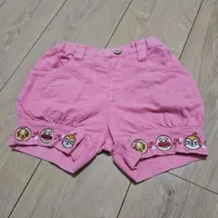 女児100☻ アンパンマン刺繍ハーフパンツ ピンク