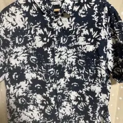 H&M 半袖シャツ M 花柄 ネイビー/ホワイト