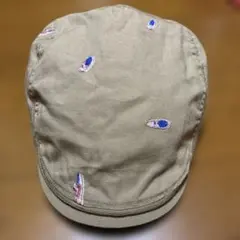 LACOSTE 刺繍デザイン ベージュ ハンチング帽