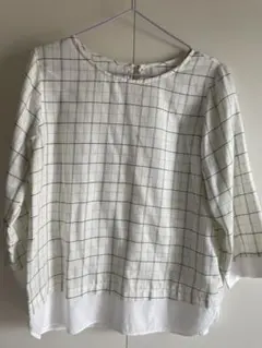 チェック柄五分袖シャツ