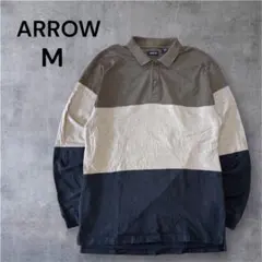 【良配色】ARROW アロー 長袖ポロシャツ M 3色 ボーダー インド綿のサムネイル