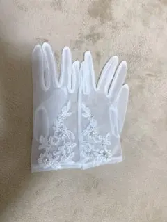 ホワイト シフォン ウェディンググローブ